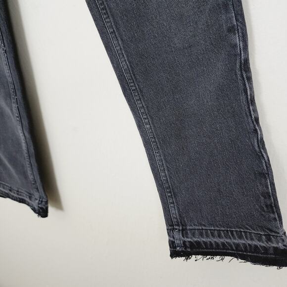 NEW Free People High Waisted Released Frayed Hem Slim Boyfriend Jean Faded Black - Picture 5 of 8
